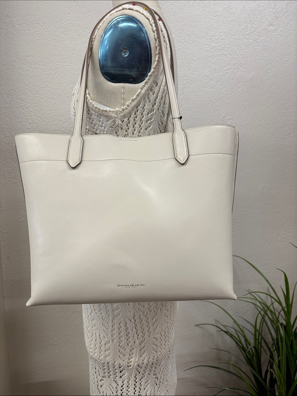 Donna Karan bridgehampton large leather tote light sand